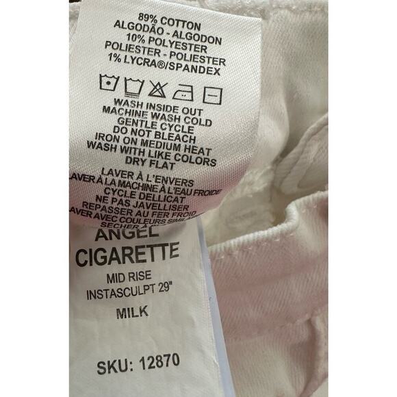DL1961 Angel Cigarette Mid Rise Instasculpt 29” Milk White Jeans Pants - Sz 24 - Picture 7 of 7